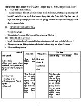 Đề kiểm tra học kì I môn Ngữ văn Lớp 7 - Năm học 2016-2017 - Trường THCS Hưng Bình (Có đáp án)